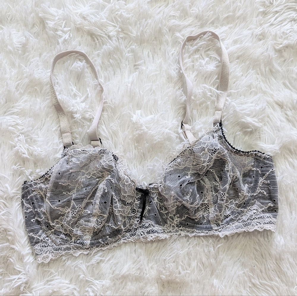 The Body By Elle Macpherson Cream Lace Sheer Unpadded Underwire Bra Size 34D